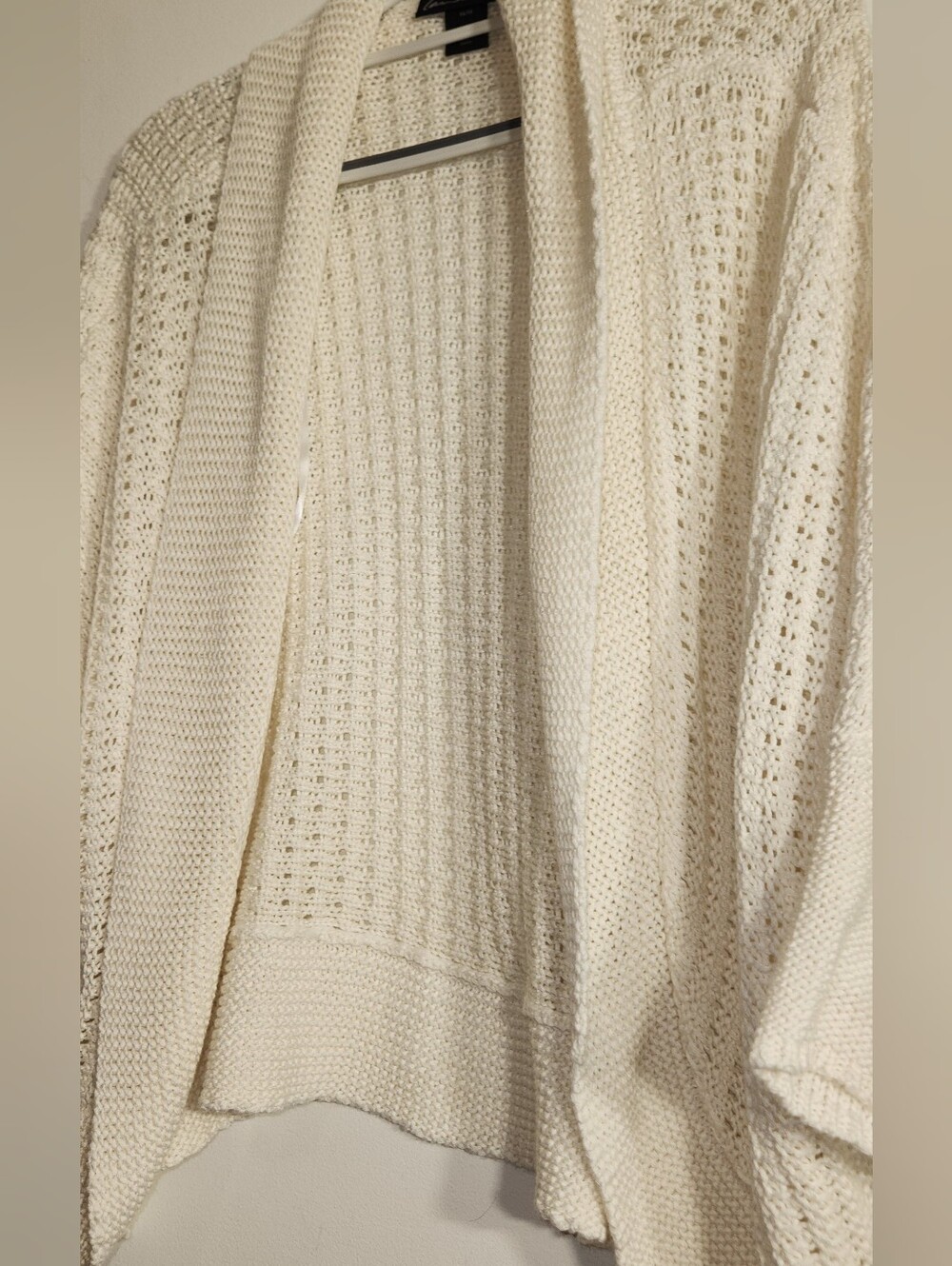 Lane Bryant Cream Open-Knit Shawl Cardigan 14/16